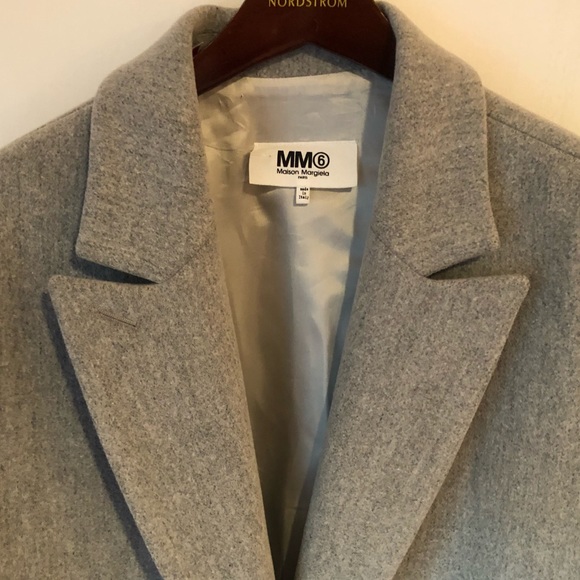 MM6 Maison Margiela Grey Felted Wool Car Coat - Picture 3 of 6